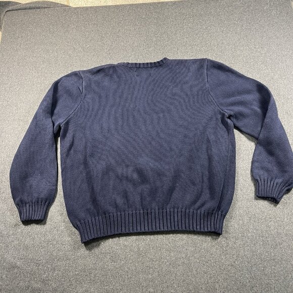 VTG Polo By Ralph Lauren Sweater Mens XL Navy Red Pony Crew Neck 100% Cotton - Picture 8 of 16